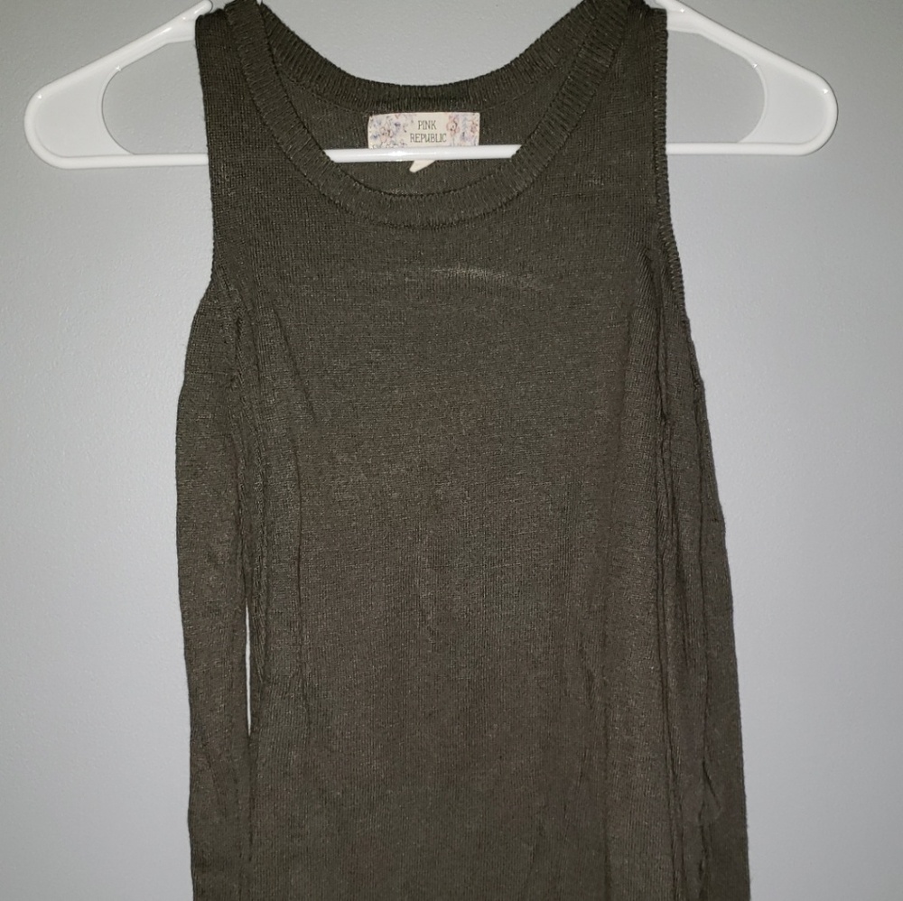 Olive green cold shoulder sweater